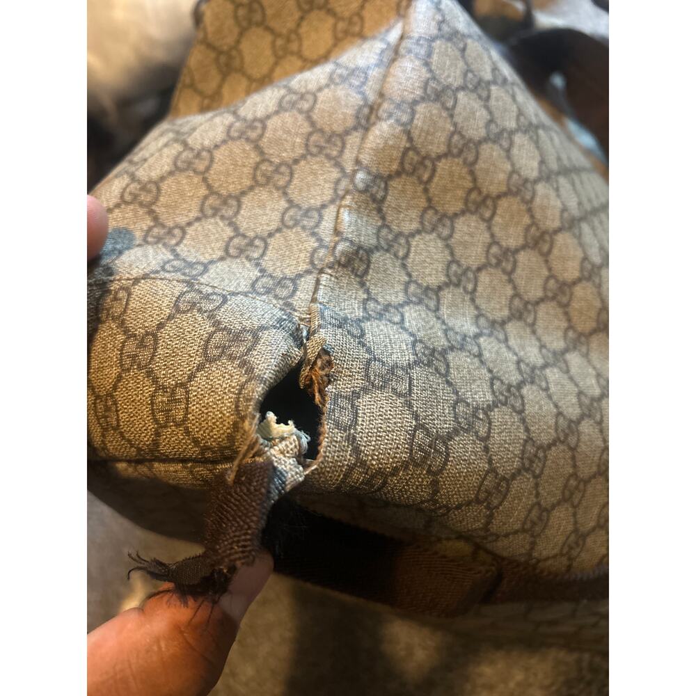 Authentic Gucci Silver GG Coated Canvas Interlocking G Supreme Large Backpack - Picture 7 of 8